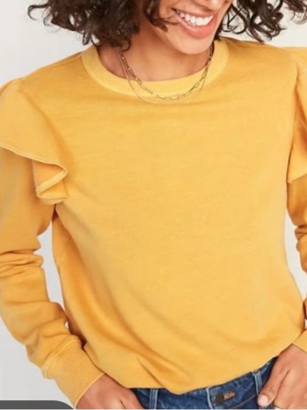 Old Navy Mustard Ruffle Shoulder Sweatshirt xxl